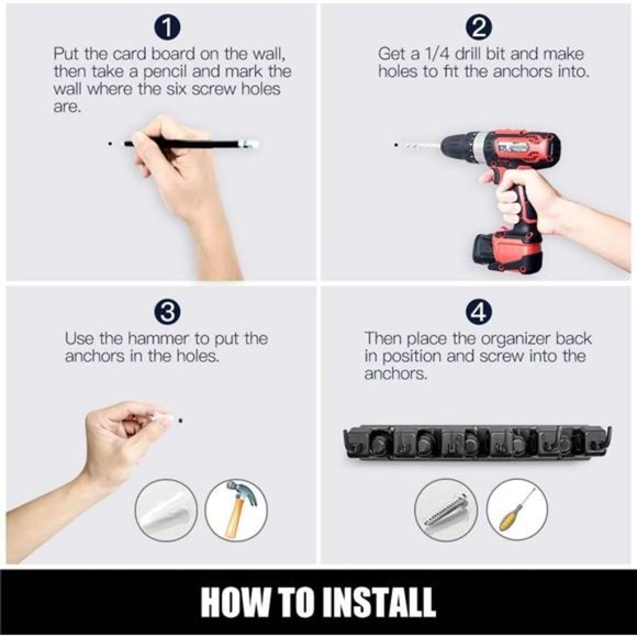 2 Pack Mop and Broom Holder,Wall Mounted Organizer Mop & Broom Storage Tool Rack - Picture 8 of 8